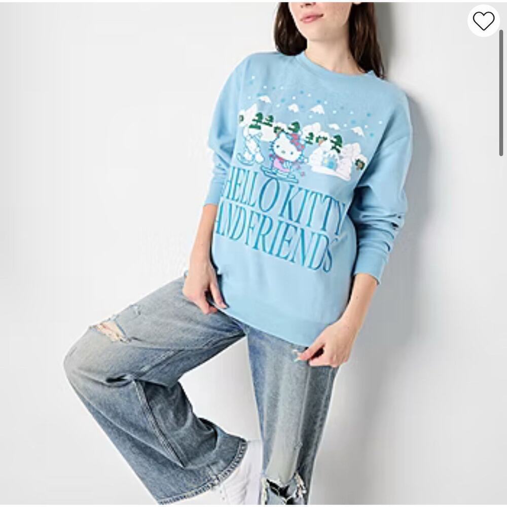 NWT Hello Kitty Friends Snow Angel Crew Sanrio Sweatshirt Woman’s M Baby Blue